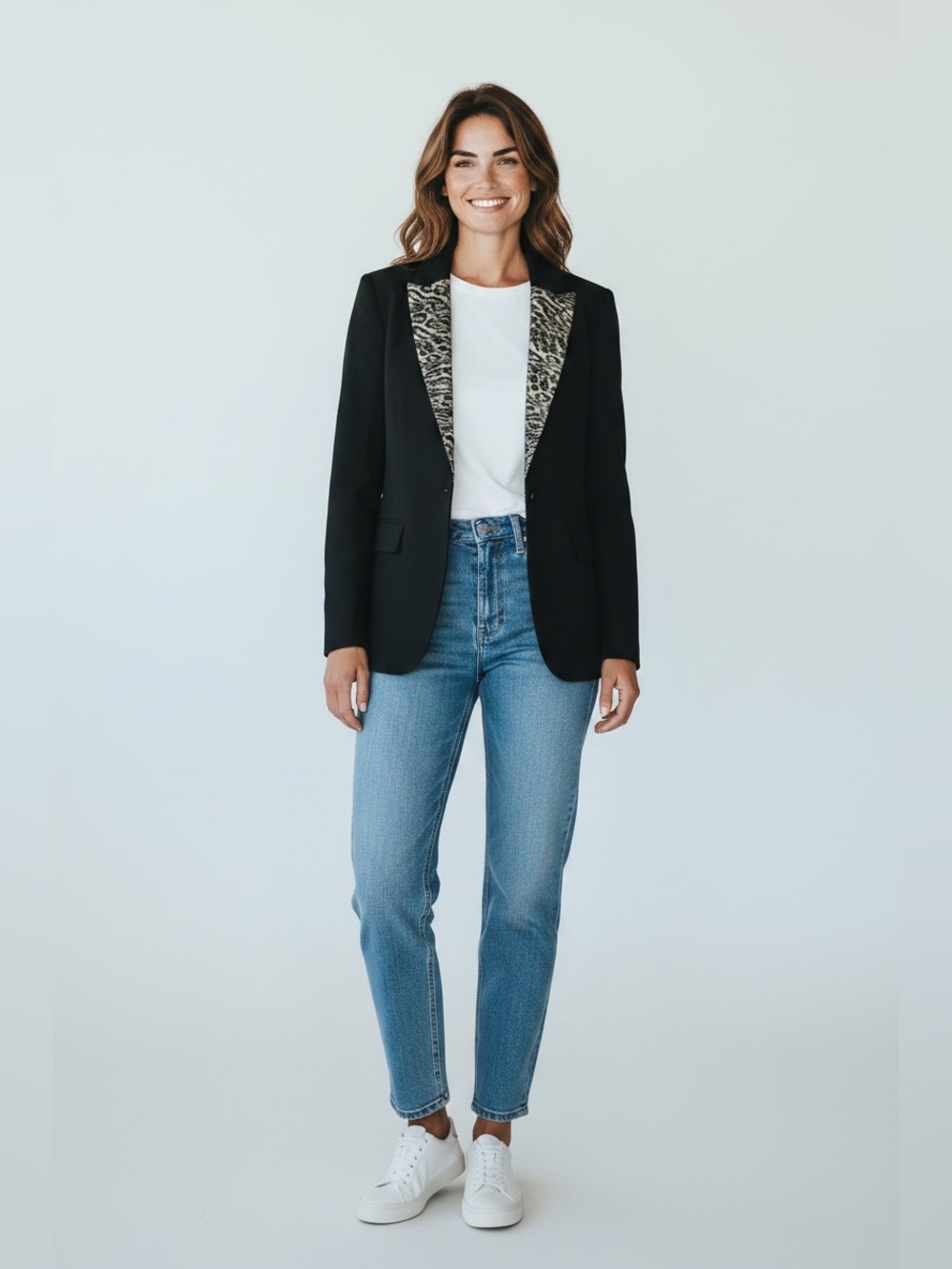 ASOS Design Black Leopard Collar Tuxedo Women’s Blazer Sz 32”/Small NWT